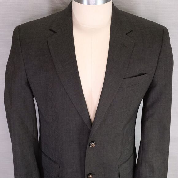 Jos A Bank Sport Coat Mens 41R Wool Gray Micro Plaid Lined Jacket Blazer - Picture 16 of 16
